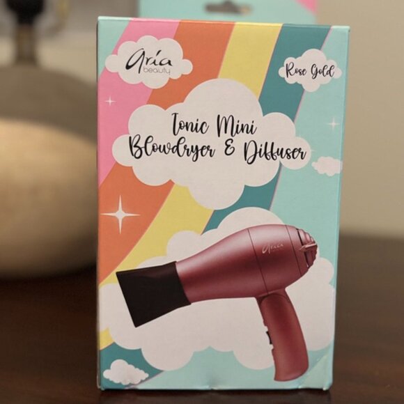 Aria Beauty Tonic Mini Blowdryer & Diffuser โ Rose Gold BRAND NEW โข NEVER USED - Picture 1 of 1